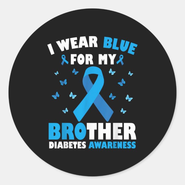 Ich trage Blau für meinen Bruder Diabetes Aufkläru Runder Aufkleber (Vorderseite)