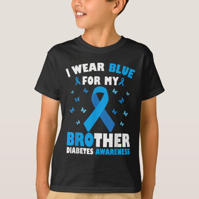 Ich trage Blau für meinen Bruder Diabetes Aufkläru T-Shirt (Vorderseite)