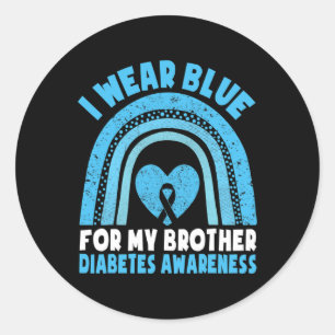 Ich trage Blau für meinen Bruder Diabetes Awarenes Runder Aufkleber