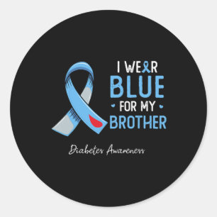 Ich trage Blau für meinen Bruder Diabetes Awarenes Runder Aufkleber