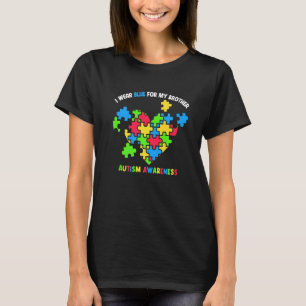 Ich trage Blau für meinen Bruder Herz Puzzle Autis T-Shirt