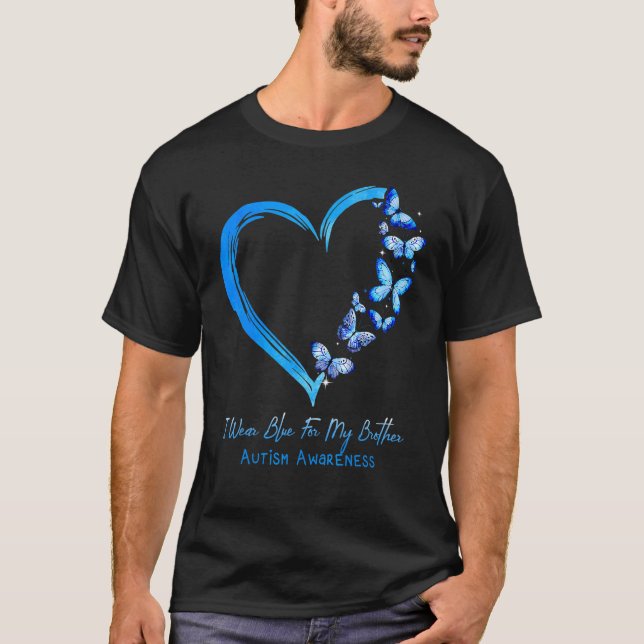 Ich trage Blau für meinen Bruder Herzblutautismus T-Shirt (Vorderseite)
