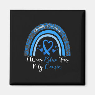 Ich trage Blau für meinen Cousin Rainbow Leopard D Magnet