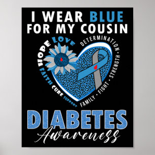 Ich trage Blau für meinen Cousin Typ 1 Diabetes Aw Poster