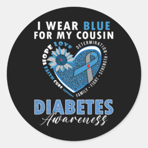 Ich trage Blau für meinen Cousin Typ 1 Diabetes Aw Runder Aufkleber