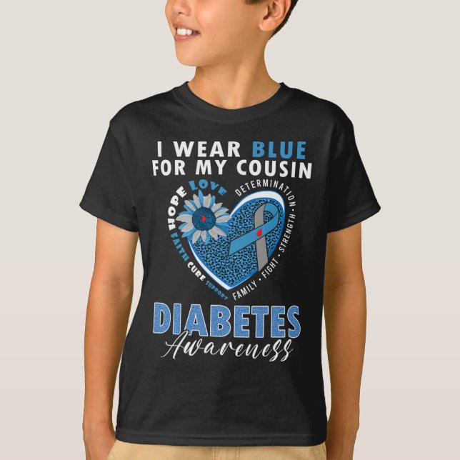 Ich trage Blau für meinen Cousin Typ 1 Diabetes Aw T-Shirt (Vorderseite)