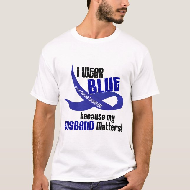 Ich trage Blau für meinen Ehemann 33 DARMKREBS T-Shirt (Vorderseite)