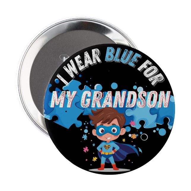 Ich trage Blau für meinen Enkel Autism Pin Badge  Button (I wear blue for my Grandson Autism Pin 
)