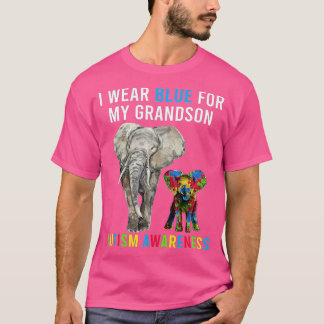 Ich trage Blau für meinen Enkel Autismus Bewusstse T-Shirt