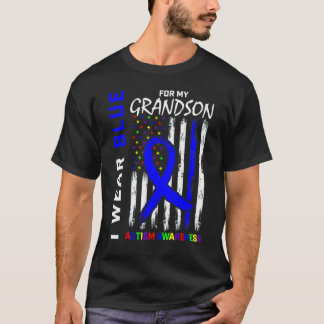 Ich trage Blau für meinen Enkel Autismus-Bewusstse T-Shirt