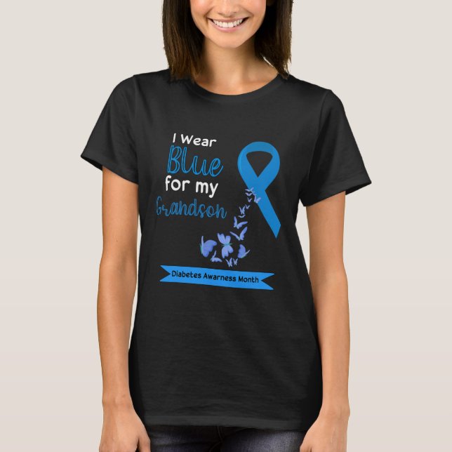 Ich trage Blau für meinen Enkel Diabetes Awareness T-Shirt (Vorderseite)