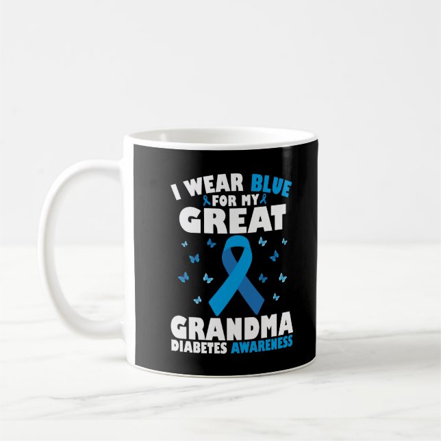 Ich trage Blau für meinen großen Oma Typ 1 Diabete Kaffeetasse (Links)