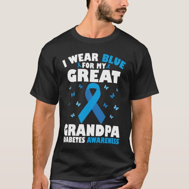 Ich trage Blau für meinen großen Opa Typ 1 Diabete T-Shirt (Vorderseite)