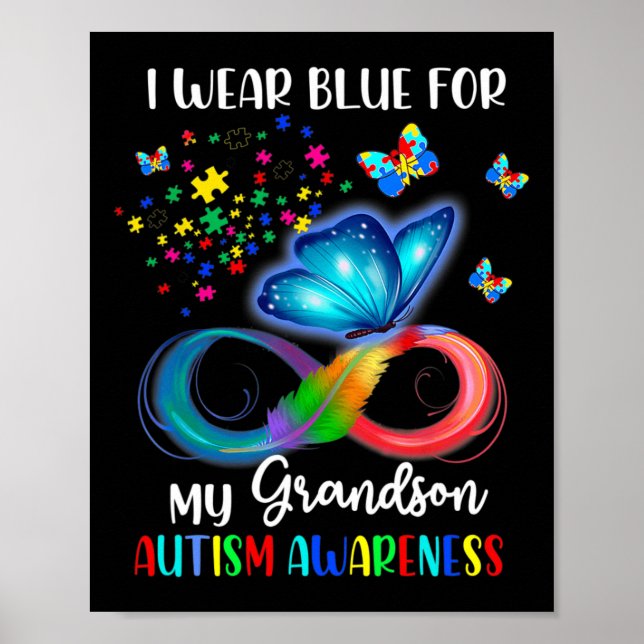 Ich trage Blau für meinen Großmutter Autismus Awar Poster (Vorne)