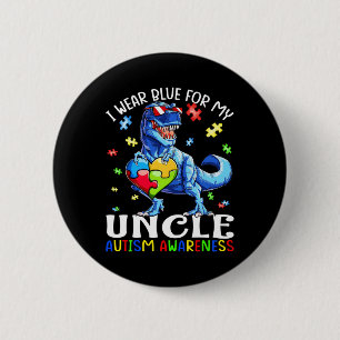 Ich trage Blau für meinen Onkel Autismus Bewusstse Button
