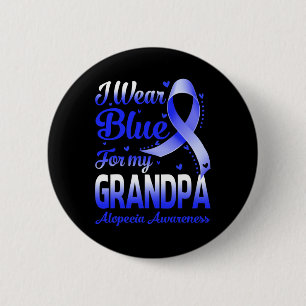Ich trage Blau für meinen Opa Alopezie Awareness Button