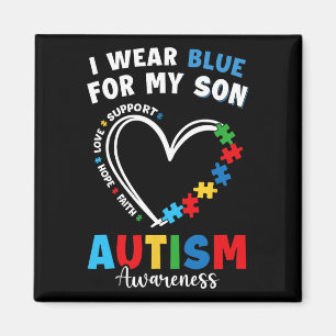Ich trage Blau für meinen Sohn Autismus Bewusstsei Magnet