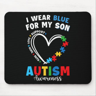 Ich trage Blau für meinen Sohn Autismus Bewusstsei Mousepad