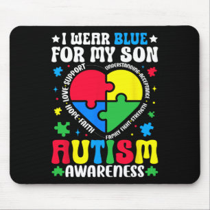 Ich trage Blau für meinen Sohn Autismus-Bewusstsei Mousepad