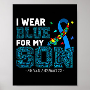 Ich trage Blau für meinen Sohn Autismus Bewusstsei Poster