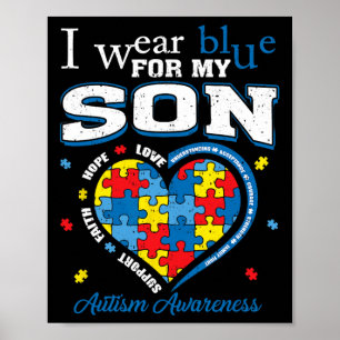Ich trage Blau für meinen Sohn Autismus Bewusstsei Poster