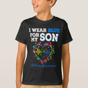 Ich trage Blau für meinen Sohn Autismus-Bewusstsei T-Shirt