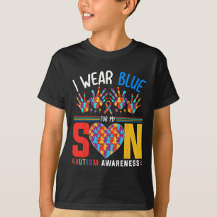 Ich trage Blau für meinen Sohn Autismus Bewusstsei T-Shirt