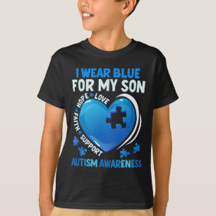 Ich trage Blau für meinen Sohn Autismus-Bewusstsei T-Shirt