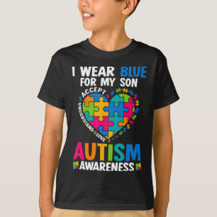 Ich trage Blau für meinen Sohn Autismus-Bewusstsei T-Shirt