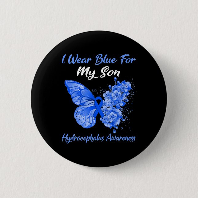 Ich trage Blau für meinen Sohn, den Hydrocephalus, Button (Vorderseite)