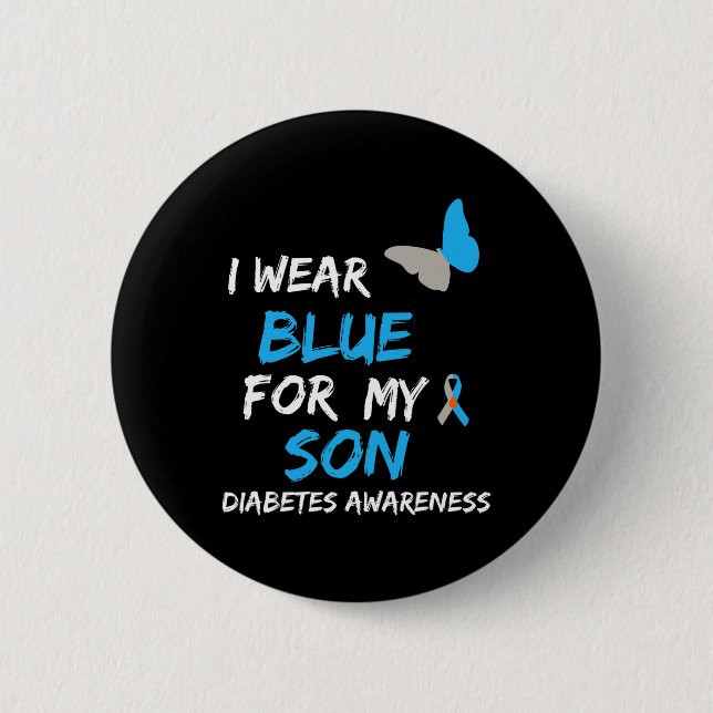 Ich trage Blau für meinen Sohn Diabetes Awareness  Button (Vorderseite)