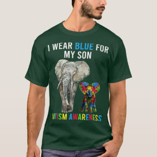 Ich trage Blau für meinen Sohn Elefant Fun Autism T-Shirt