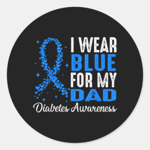 Ich trage Blau für meinen Vater Diabetes-Bewusstse Runder Aufkleber