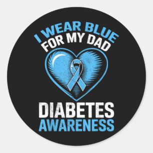 Ich trage Blau für meinen Vater Diabetes-Bewusstse Runder Aufkleber