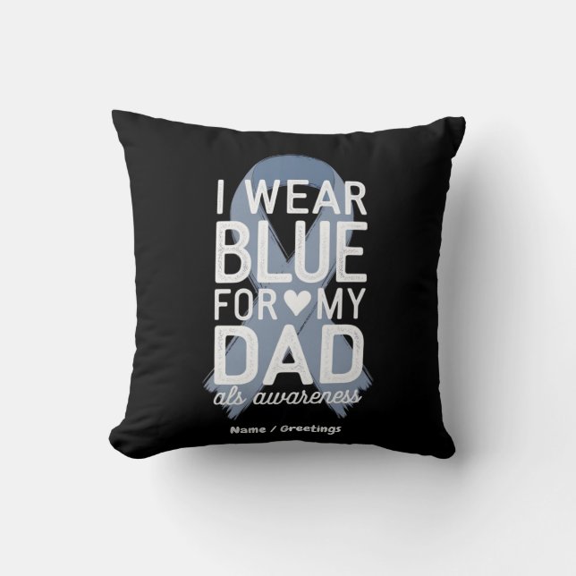 Ich trage Blau für meinen Vater Shirt ALS Awarenes Kissen (Vorderseite)