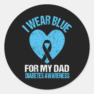 Ich trage Blau für meinen Vater T1d Diabetes Aware Runder Aufkleber