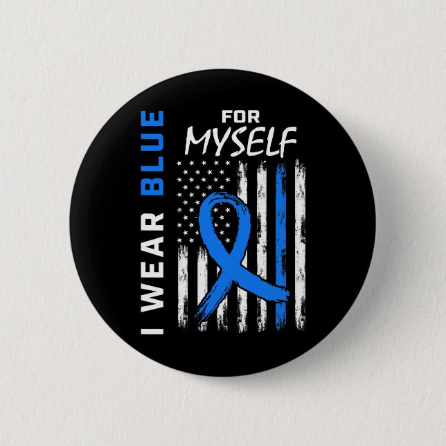 Ich trage Blau für mich selbst Diabetes Bewusstsei Button (Vorderseite)