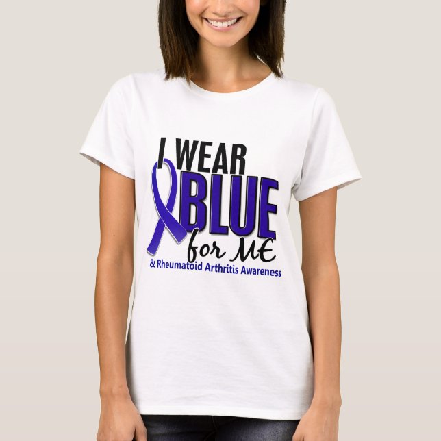 Ich trage Blau ich rheumatoide Arthritis RA T-Shirt (Vorderseite)