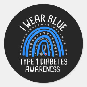 Ich trage Blau Typ-1-Diabetes-Bewusstsein Runder Aufkleber