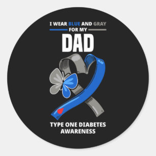 Ich trage Blau und Grau für meinen Vater Typ 1 Dia Runder Aufkleber