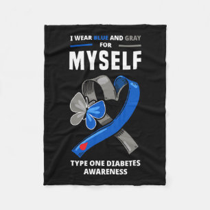 Ich trage Blau und Grau für mich selbst Typ 1 Diab Fleecedecke