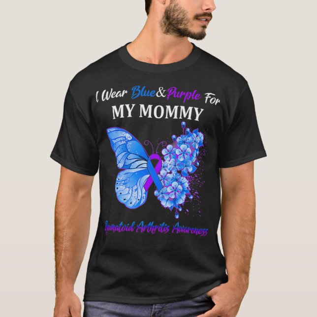 Ich trage Blau und Lila für meine Mama-Rheumatoide T-Shirt (Vorderseite)