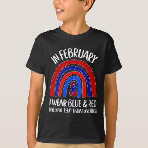 Ich trage blaue und rote Herzkrankheiten Aware T-Shirt