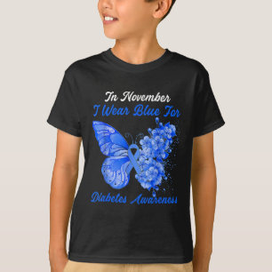 Ich trage Blauer für Diabetes-Awareness Blue Ribbo T-Shirt