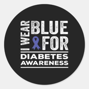 Ich trage Blauer für Diabetes Awareness Month Blue Runder Aufkleber
