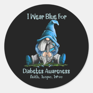 Ich trage Blauer für Diabetes und bin bekannt 1 Runder Aufkleber