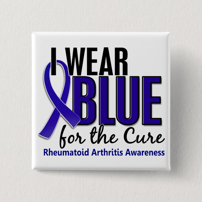 Ich trage blaues Heilungs-rheumatoide Arthritis RA Button (Vorderseite)