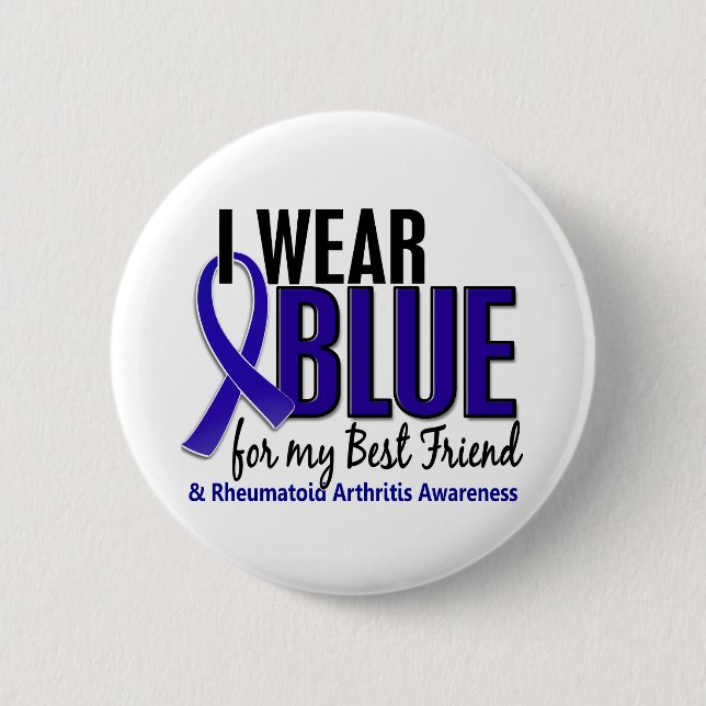 Ich trage blaues rheumatoide Arthritis RA des Button (Vorderseite)
