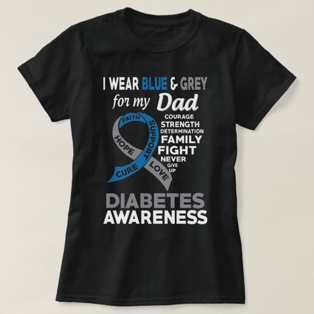 Ich trage Blue &amp; Grau für meinen Vater Diabete T-Shirt (Design vorne)