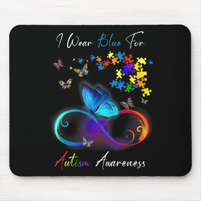 Ich trage Blue for Autismus Awareness Shirt Puzzle Mousepad (Vorne)